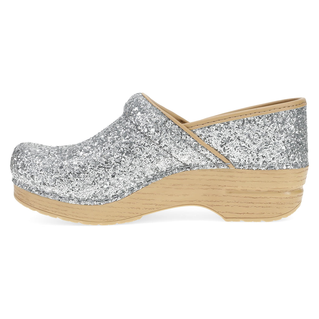 Dansko Professional Glitter Slip-On Clogs for Women – Rocker Sole and Arch Support for Comfort – Shiny and Stylish Glitter Uppers