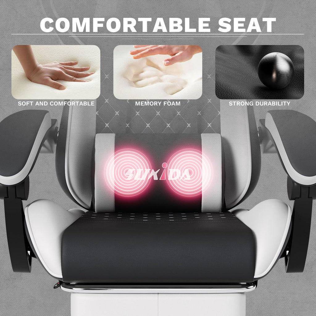 Ergonomic Video Gamer Chairs Gaming Computer Chair Gamer Chairs for Adults Massage Lumbar Support Swivel Height Adjustable Headrest Backrest