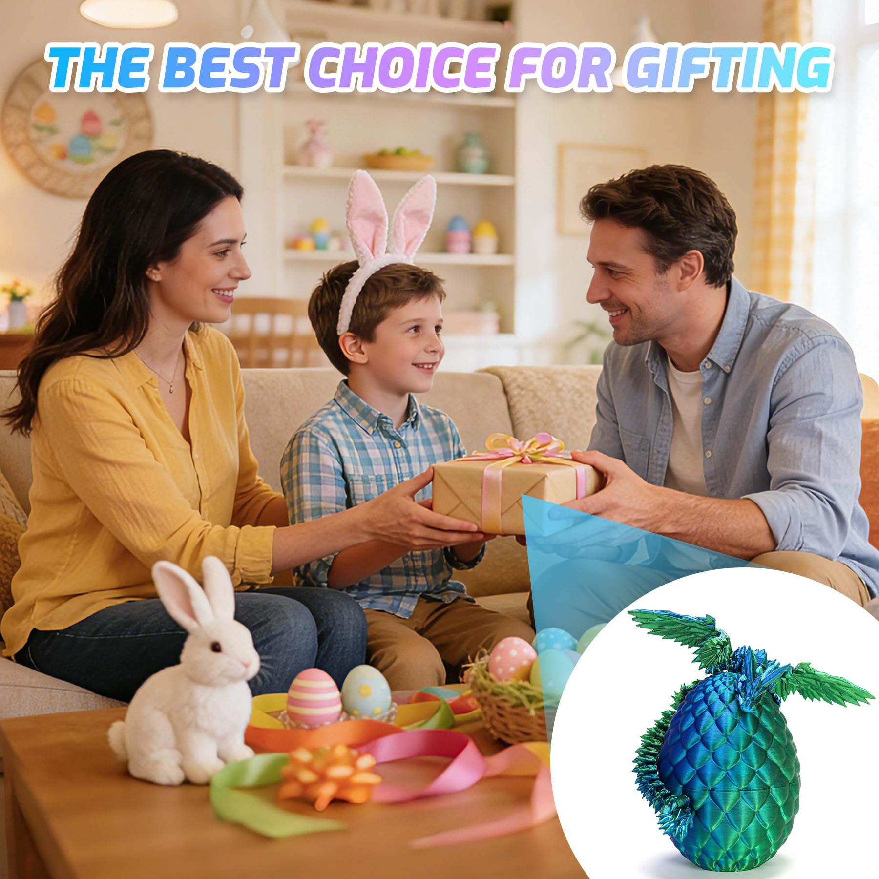 HEZUJ 3D Printed Dragon Dinosaur Egg,Articulated Crystal Dragon Fidget Toys,Prefilled Easter Basket Stuffers Eggs Filled, for Boys Girls Christmas Valentines Day Gifts (Purple Flying Dragon)