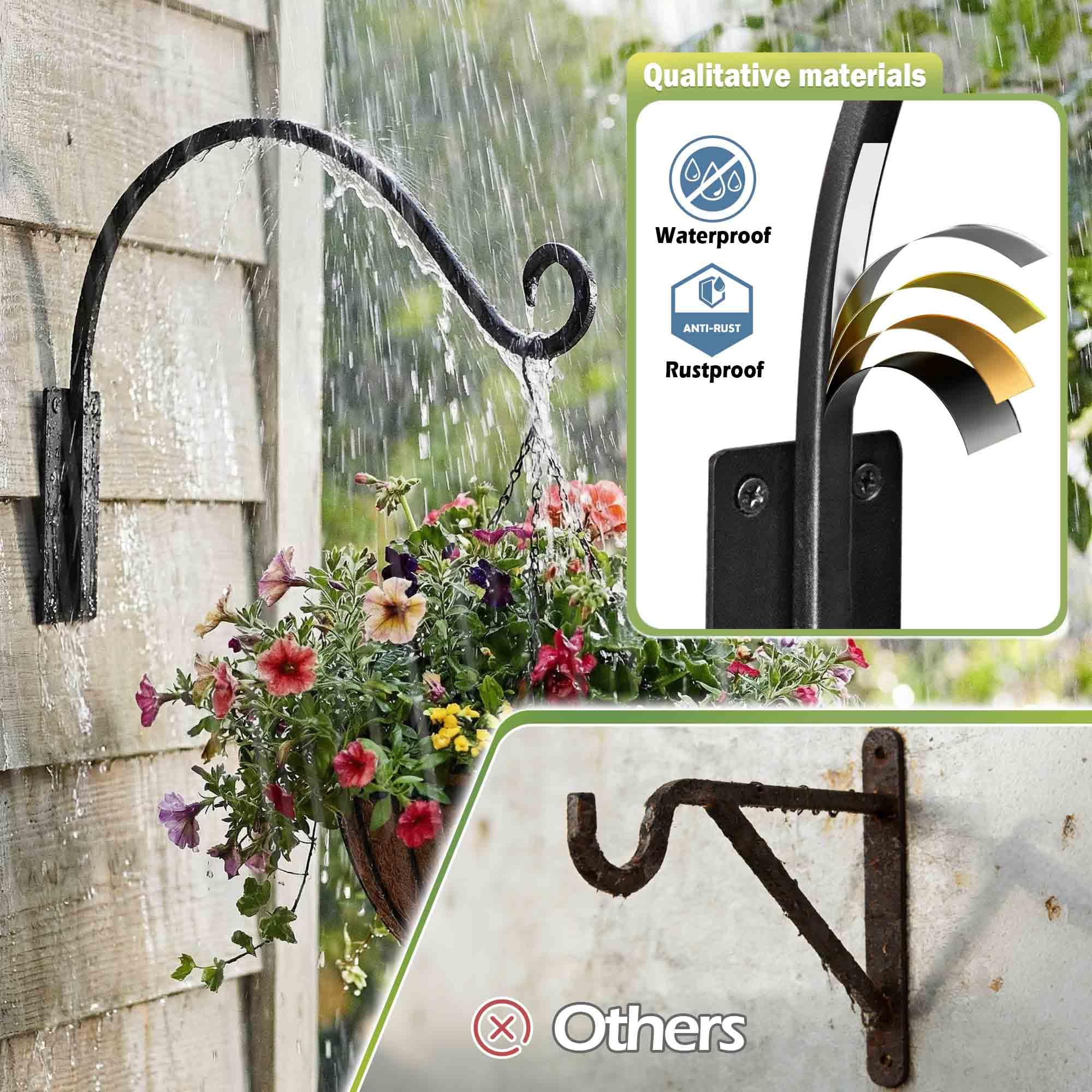 Qiang Ni Heavy-Duty Plant Hanger - 16 Inch 80lbs Metal Wall Mount Plant Bracket for Indoor Outdoor Hanging Bird Feeders, Flower Baskets, Lanterns