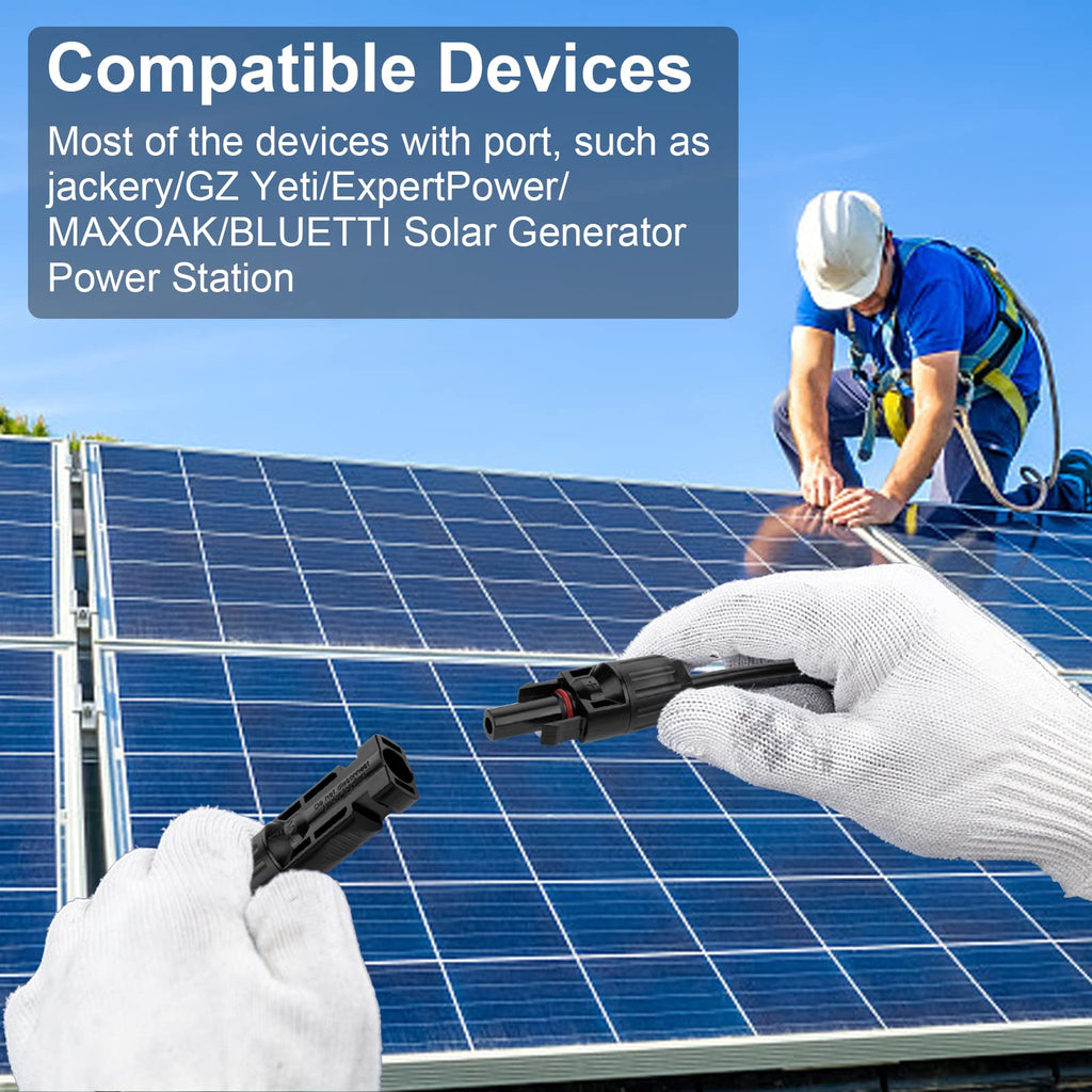 3FT 10AWG Solar Panel Extension Cable with Female and Male Connectors, Solar Cable for Solar Panels, Charge Controllers and Solar Generator (10AWG, 3FT)