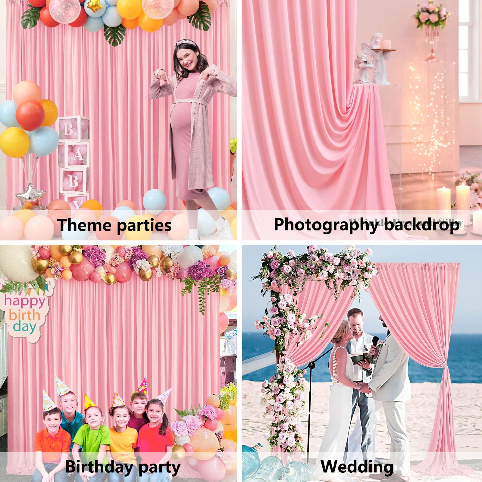 10 x 10 Feet Black A Backdrop Curtain for Partie, Background Curtains for Photoshoot, Birthday, Wedding, Halloween, Thanksgiving, Christmas, New Year Party Decorations 5Ft x 10Ft, 2 Panels