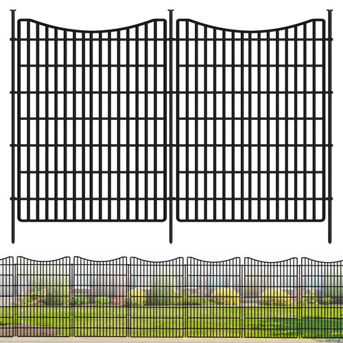 10 Panels Garden Fence Animal Barrier, 33 in(H) X 24 ft(L) Dog Fence Outdoor for Yard with Lock, Tall Metal Fencing with Ground Stakes, Temporary Fencing for Dog, Rabbits, and Patio Border
