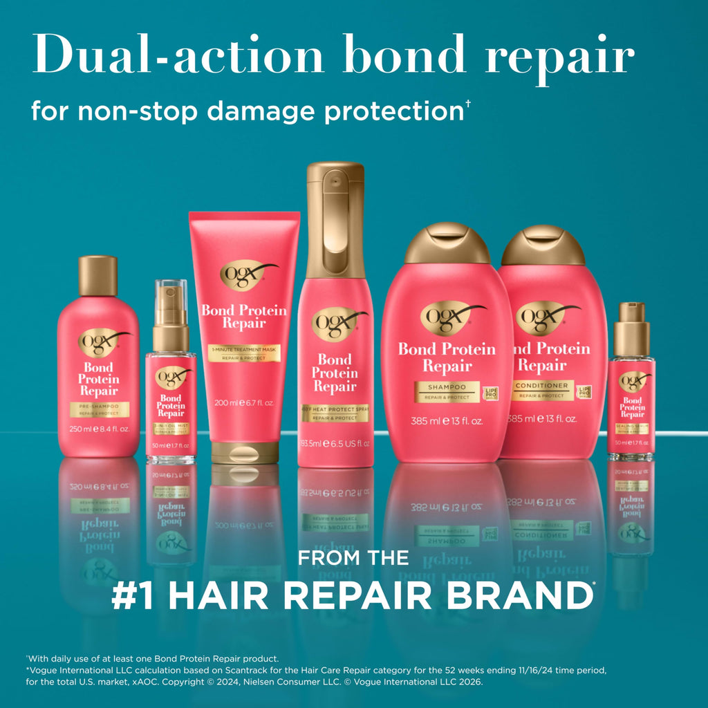 OGX Repair & Protect Bond Protein Repair Conditioner, Lightweight Conditioner Targets Damaged Areas of Hair, Formulated without Parabens, Sulfate-Free Surfactants, 13 fl. oz