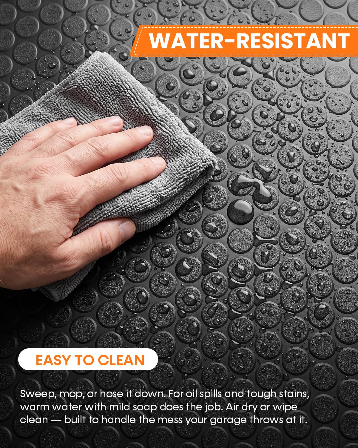 SEAL 5 x 8 FT Premium Garage Floor Mat, Solid 2.8mm Thick Lay-Flat Black Commercial Grade Heavy Duty Parking Mat for Golf Cart, Workbench, ATV, Water/Stain Resistant Runner (Embossed Coin Grip)