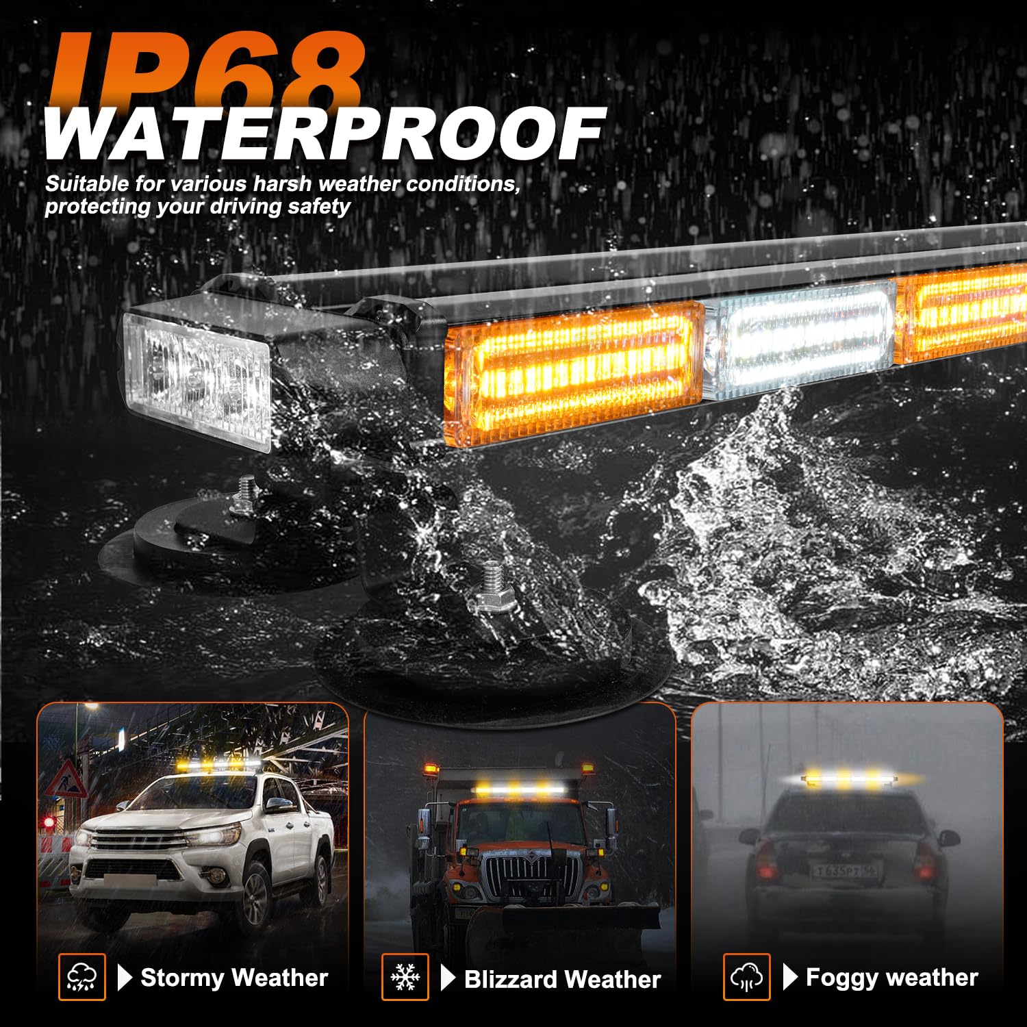 ASPL 26inch 126 LED Rooftop Emergency Strobe Lights Bar Double Side Flashing Safety Warning Traffic Advisor Light Bar Hazard Snow Plow Light for Work Trucks Vehicles Construction Tow Pickup(Amber)