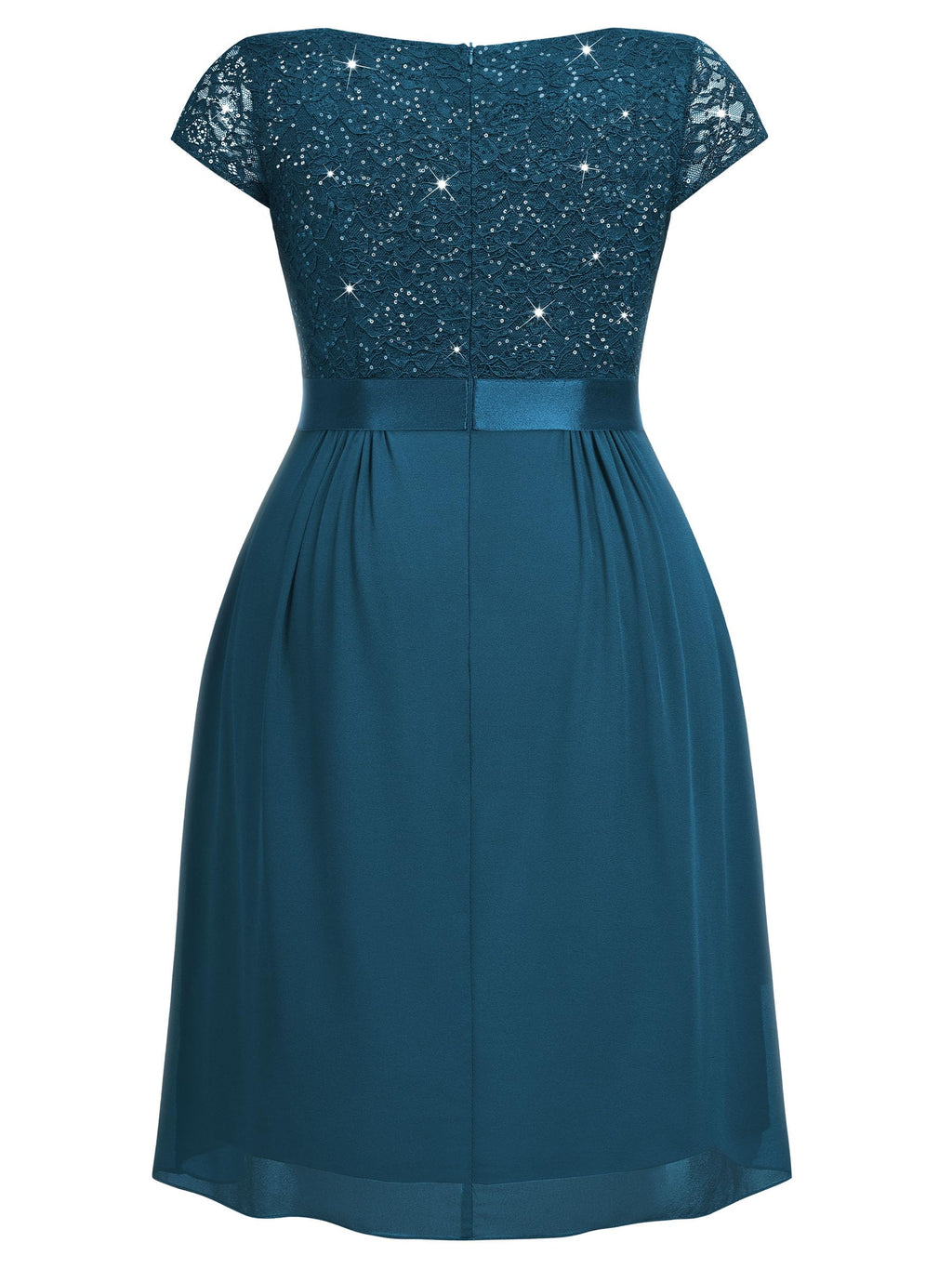 Miusol Women's Plus Size Sequin Lace V Neck Ruffle Tiered Chiffon Cocktail Party Dress