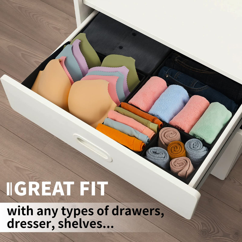 Criusia Drawer Organizer Clothes, 8 Pack Underwear Drawer Organizer, Foldable Cloth Storage Box Closet Organizers and Storage for Clothes, Socks, Scarves, Ties (Beige)