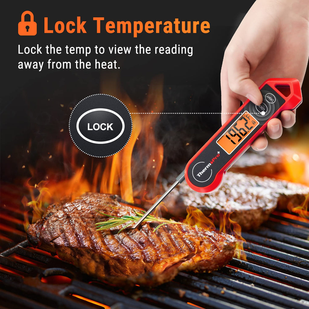 TempPro TP19H Digital Meat Thermometer for Cooking, 1 Sec Instant Read Food Thermometer with Motion-Sensing Wake for BBQ Grill Oil Fry Candy for Fathers Day Gift for Dad Men (Previously ThermoPro)