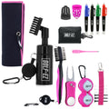 Golf Essentials Kit | Must-Have Accessories – Water Brush, Towel, Club Brush, Ball Marker, Divot Repair Tool, Ball & Tee Holder, Golf Gifts for Men & Women