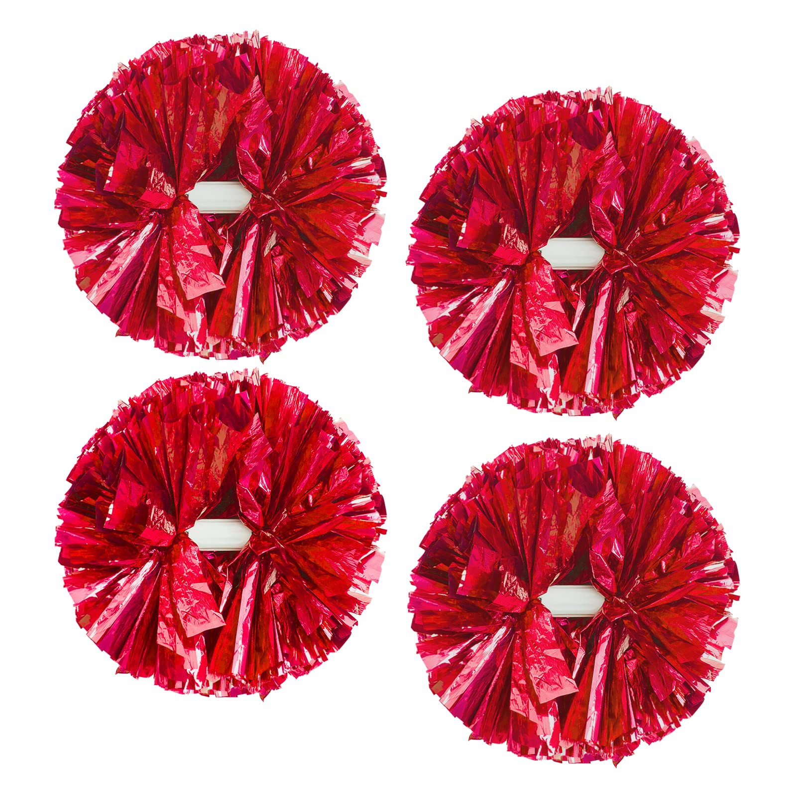 4Pcs Metallic Cheerleading Pom Poms, Creatiee 2 Pair Cheerleader Cheering Squad Pompoms for School Sports Dance Games Team Spirit Cheer