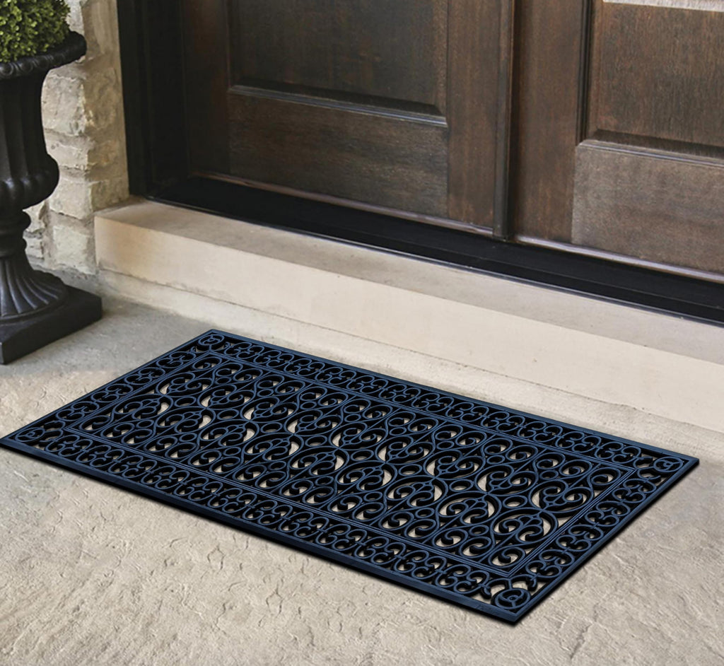 A1 Home Collections 19-LB Heavy Duty Rubber Doormat 24"×57" - Won't Blow Away | Outside Front Door Mat, Mud Dirt Scraper, Non-Slip Drainage Mat for Entryway Patio Garage, All-Weather, 100% Rubber Mats