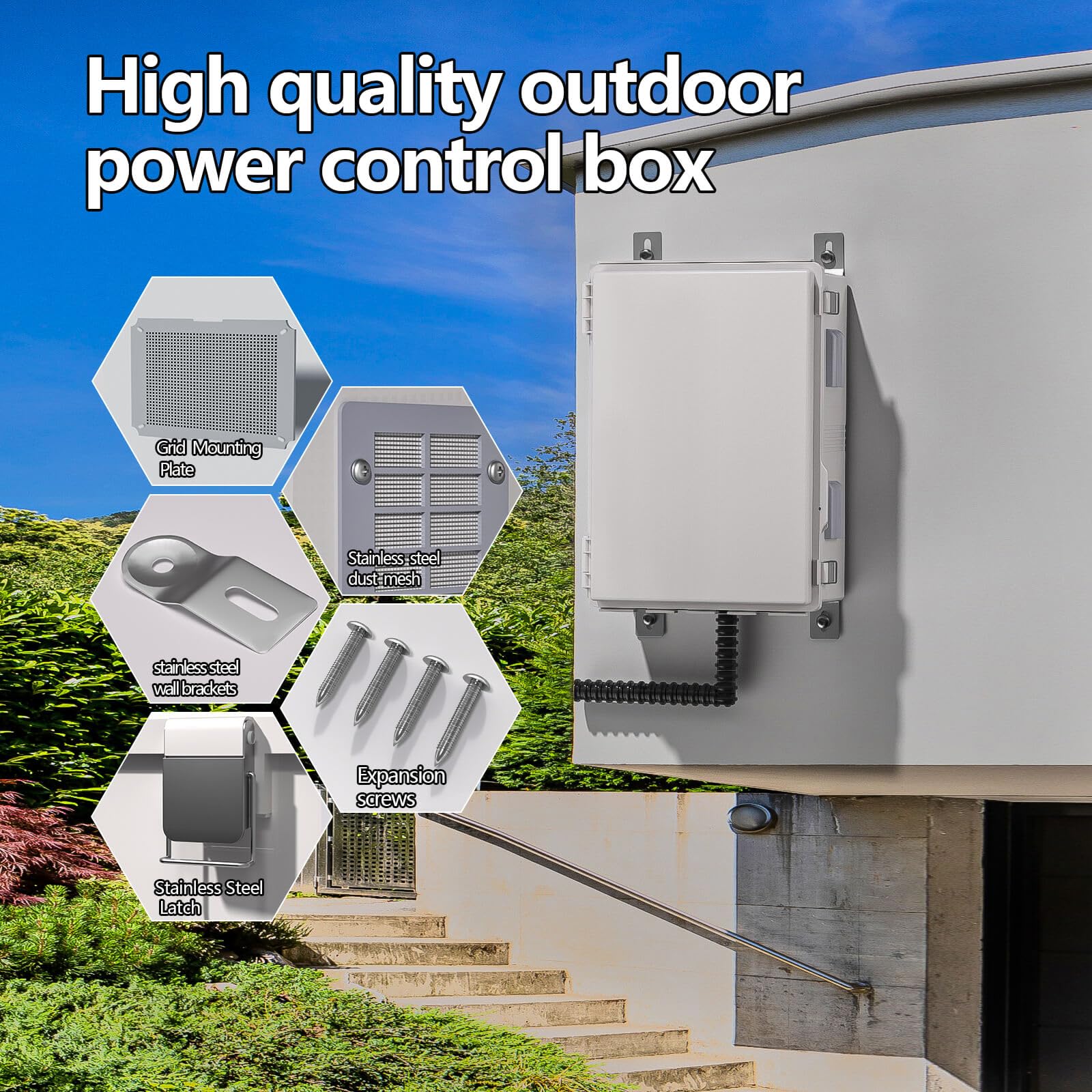 ABS Electrical Junction Box, Ventilated Design, Cable Grommets, IP65 Waterproof Enclosure, Indoor/Outdoor Use with Mounting Panel. (Clear Cover, 8.7"x6.7"x4.3")