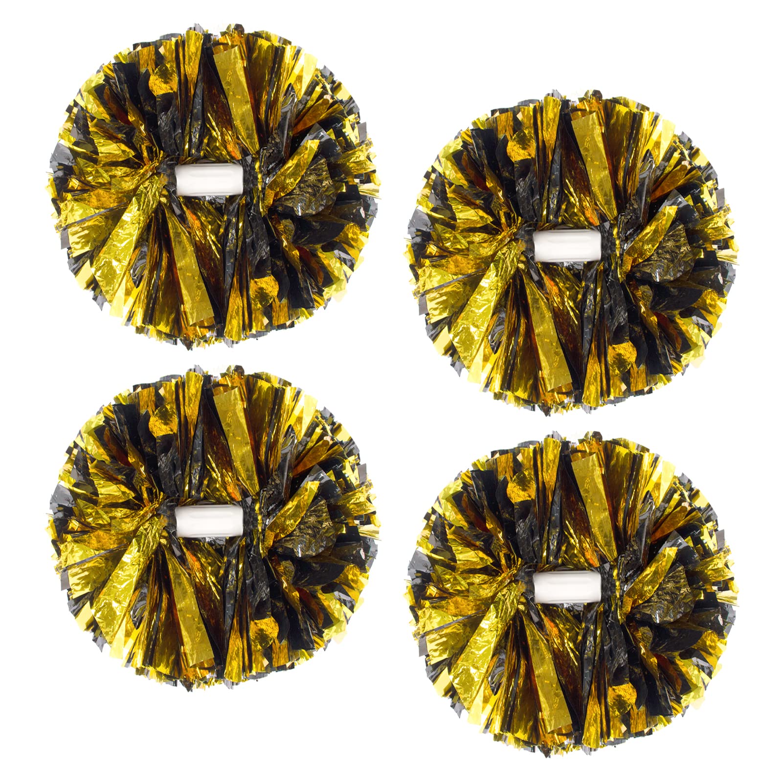 4Pcs Metallic Cheerleading Pom Poms, Creatiee 2 Pair Cheerleader Cheering Squad Pompoms for School Sports Dance Games Team Spirit Cheer