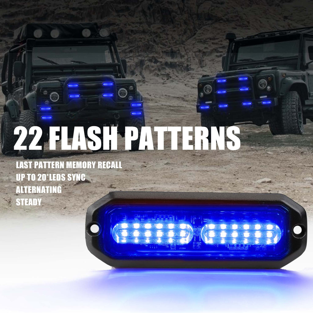 WINECO Amber led strobe lights for trucks 8pcs 12-LED Surface Mount Flashing Strobe Lights kit for Trucks Car Vehicles LED Mini Grille Grill Strobe Light Head Emergency Hazard Warning lights
