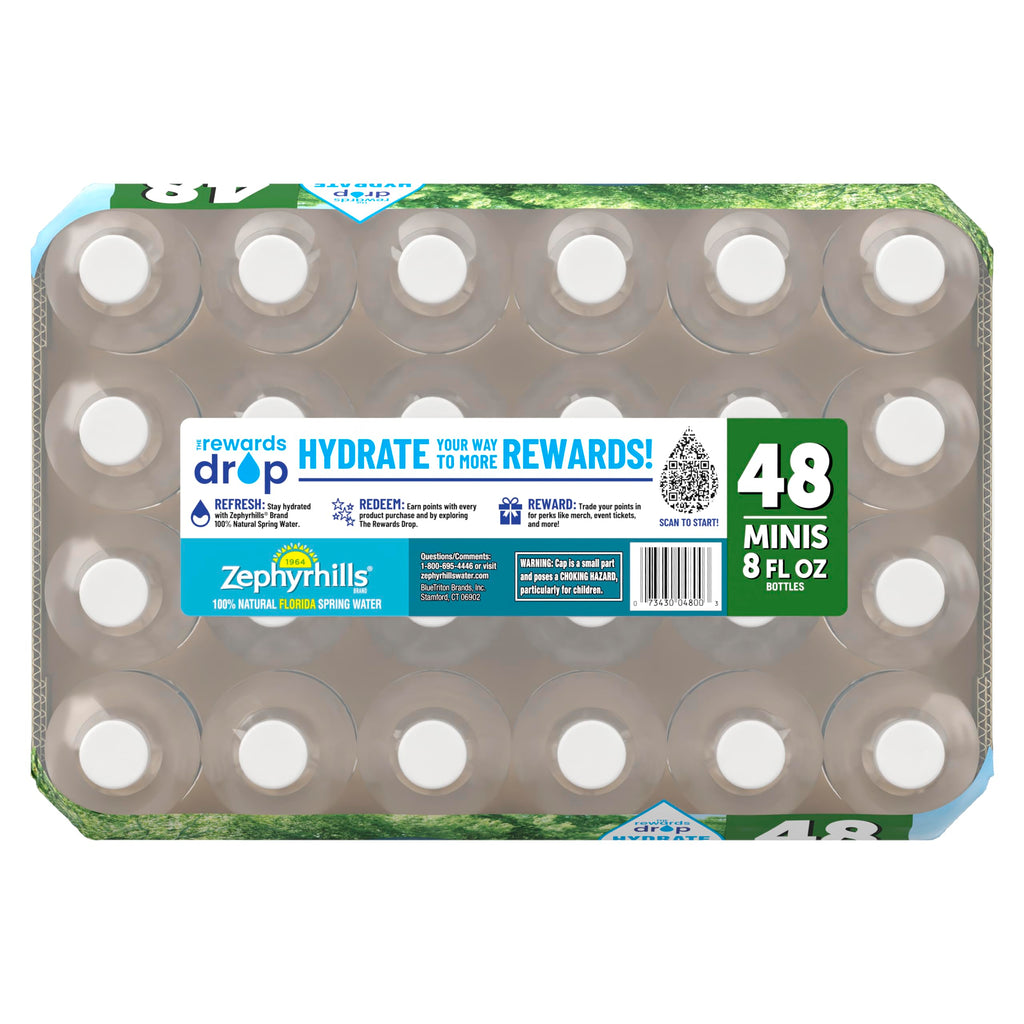 Zephyrhills Spring Water, 8 oz Mini Bottles, 48 Pack (3 Cases)