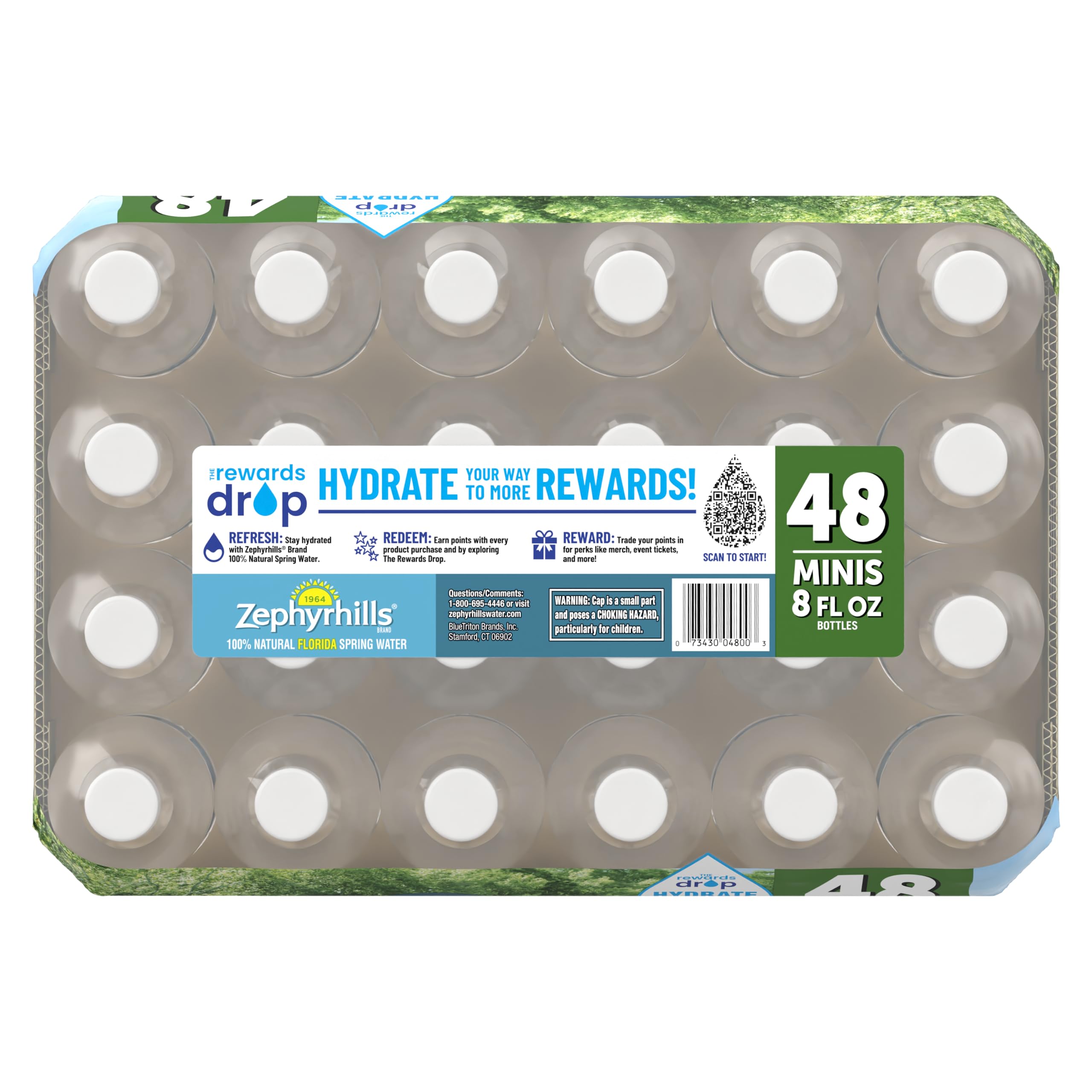 Zephyrhills Spring Water, 8 oz Mini Bottles, 48 Pack (3 Cases)