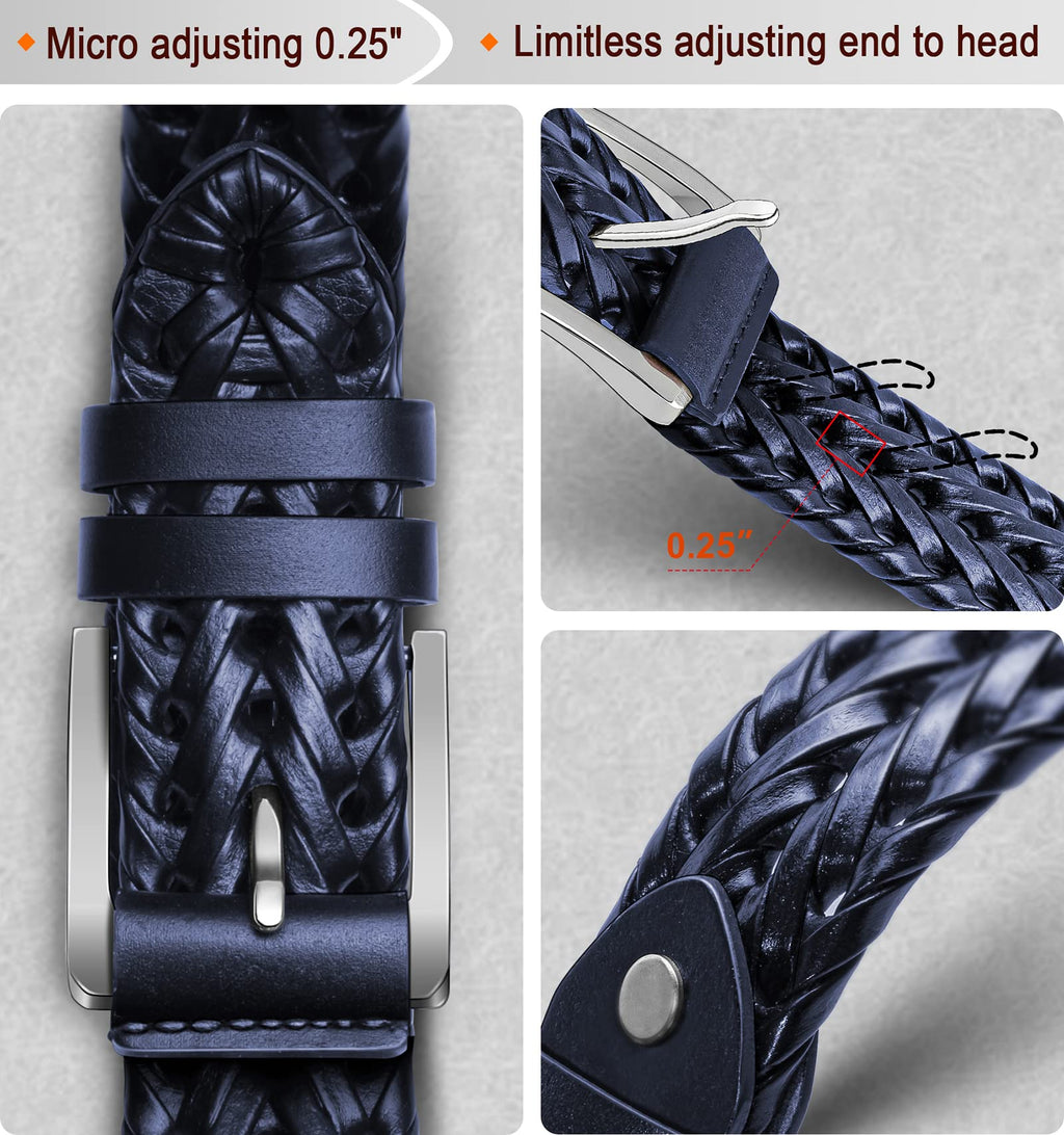 BULLIANT Mens Belts,Leather Woven Braided Belts for Gift Men Casual Jeans Golf
