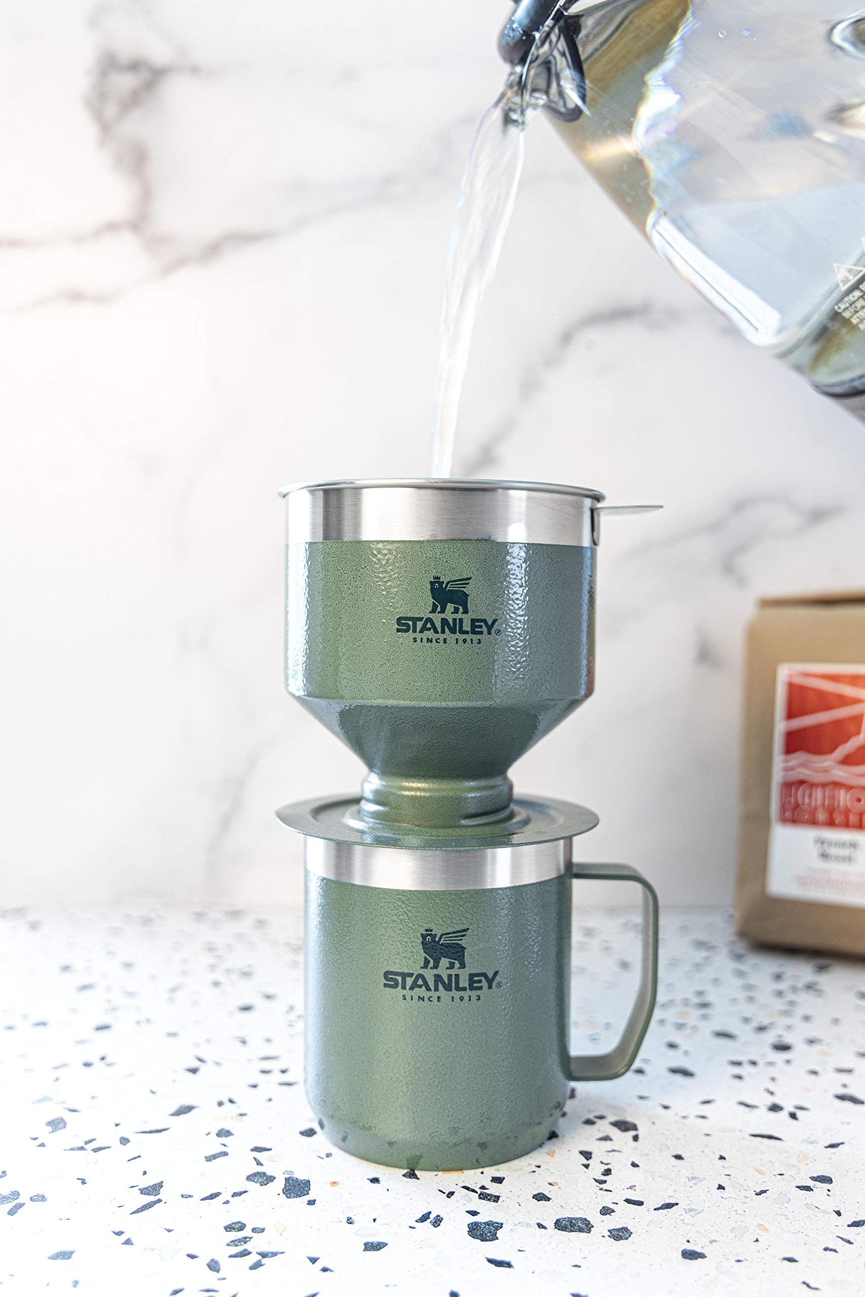STANLEY Perfect Brew Pour Over | Manual Single Cup Coffee Maker | Drip Coffee Maker with Reusable Filter | Easy Clean Stainless Steel | BPA-Free | Charcoal Glow