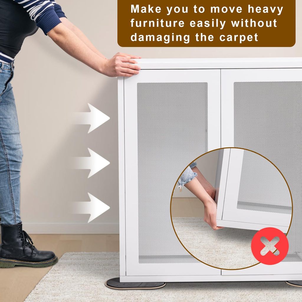 Furniture Sliders, Furniture Sliders Pads for Hardwood Floors, Chair Legs Floors Protectors, Reusable Round Glides Glider, Heavy Duty Furniture Movers Sliders (8 Pcs, 3 1/2inch，Coffee)