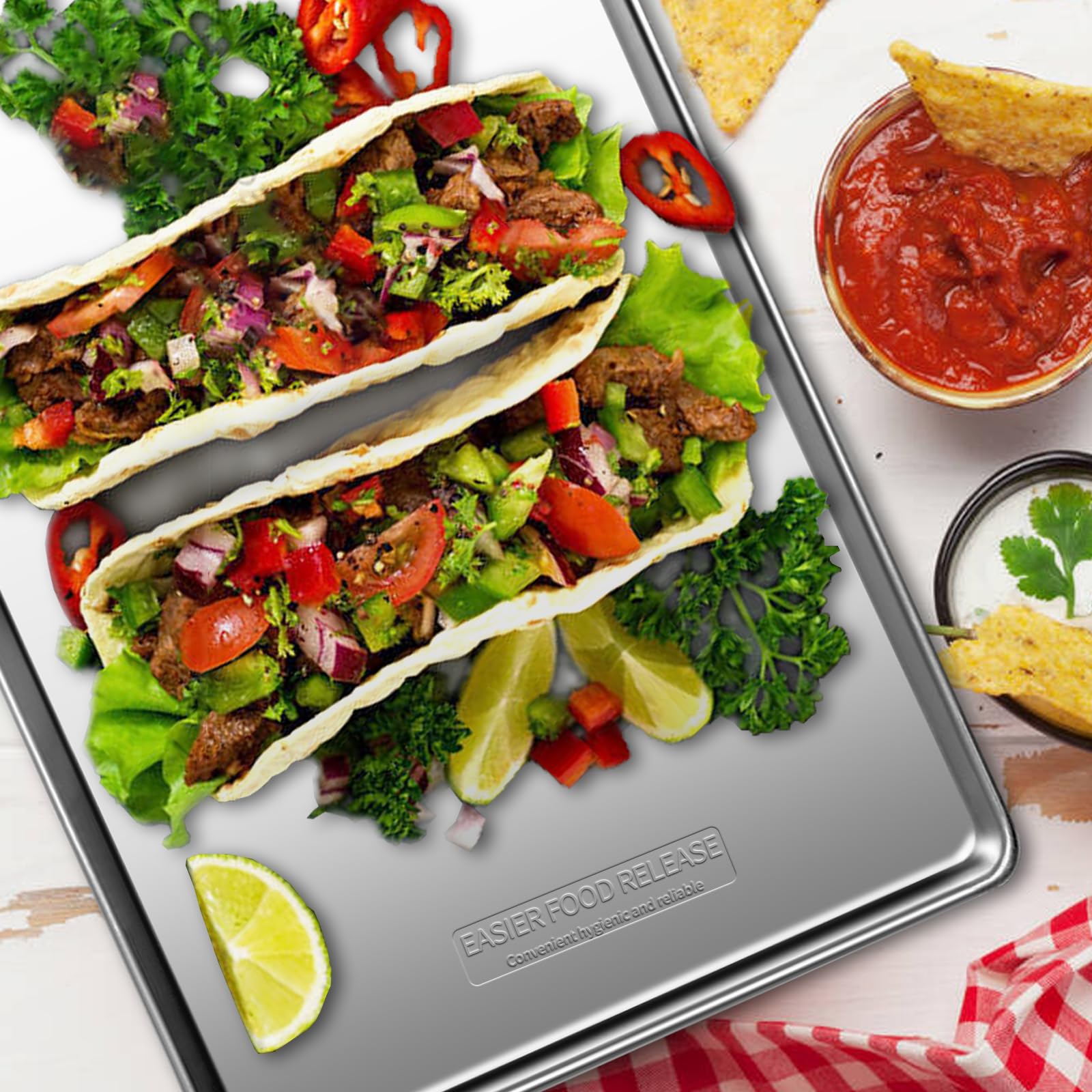 Stainless Steel Baking Sheet Set of 2-16" x 12" x 1" Heavy Duty Cookie Sheets for Baking, Rust & Warp Resistant Oven Tray, Non Toxic & Dishwasher Safe Baking Pans for Cooking, Roasting, Broiling