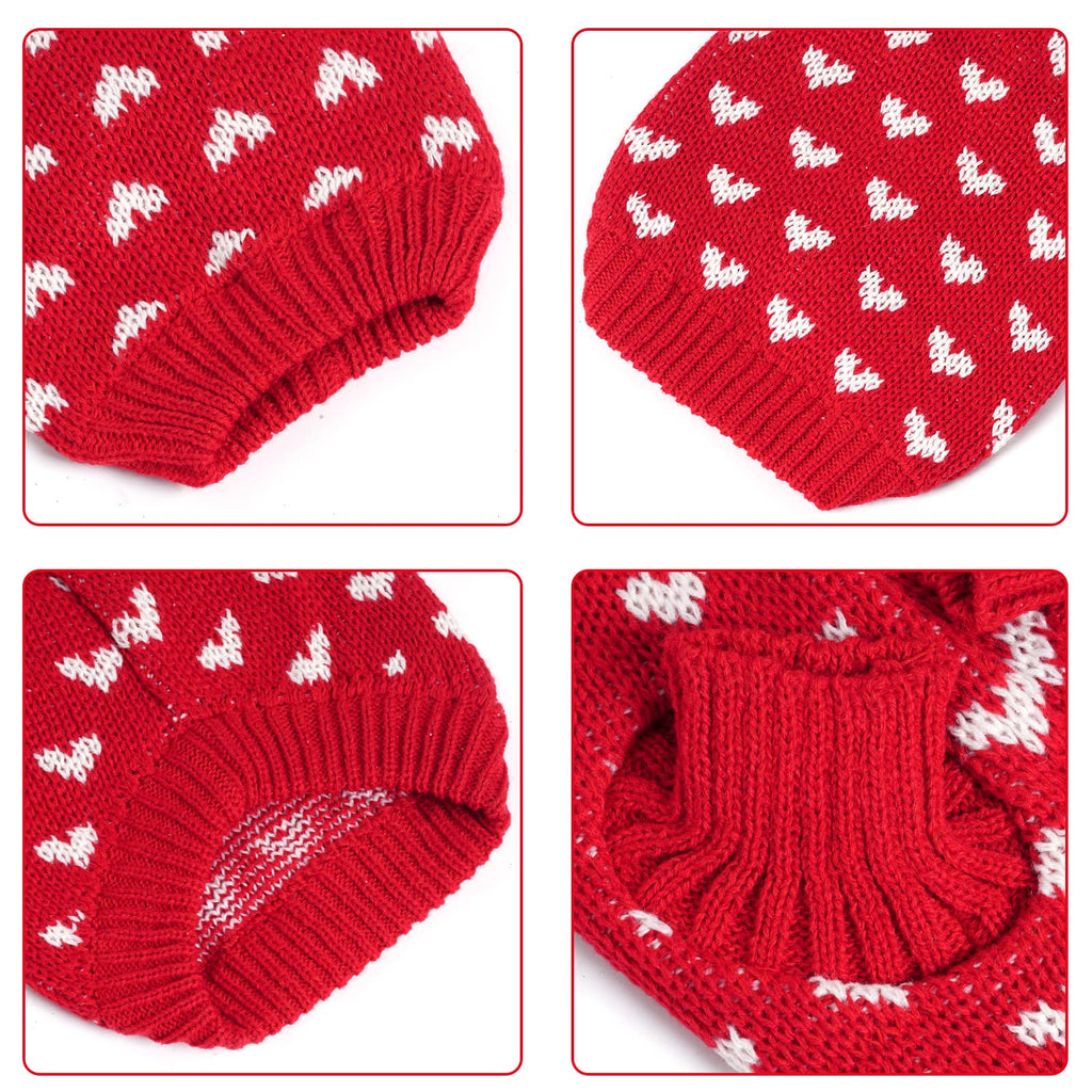 Dxhycc Dog Knitted Sweater Heart Puppy Sweater Warm Soft Pet Holiday Clothes for Small Cats and Dogs (Pink, S)