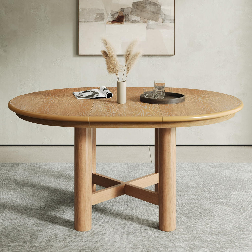 LUMISOL Round Dining Table for 4-6 People, 41"-57" Extendable Kitchen Table with 16" Removable Leaf for Small Places, Kitchen, Dining Room, Espresso