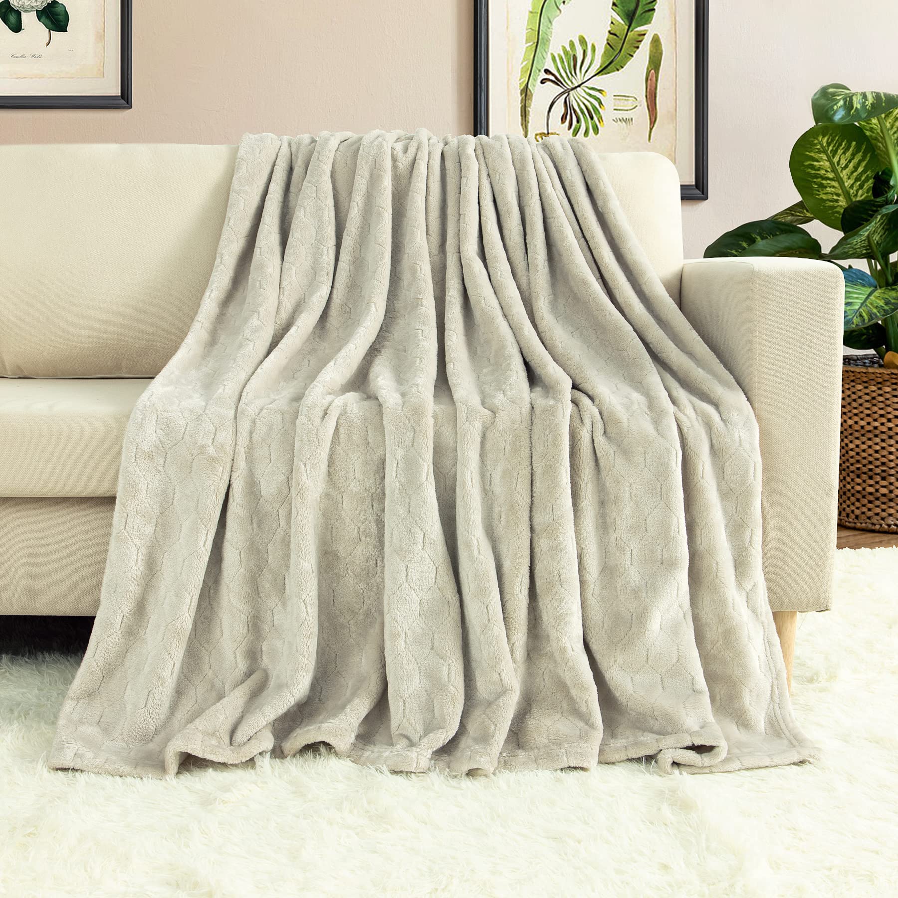 TOONOW Fleece Blanket Fuzzy Plush Throw Blanket 50" x 60", Super Soft Fluffy Bed Blanket Geometric Pattern Comfy Microfiber Flannel Blankets for Couch, Bed, Sofa, Black