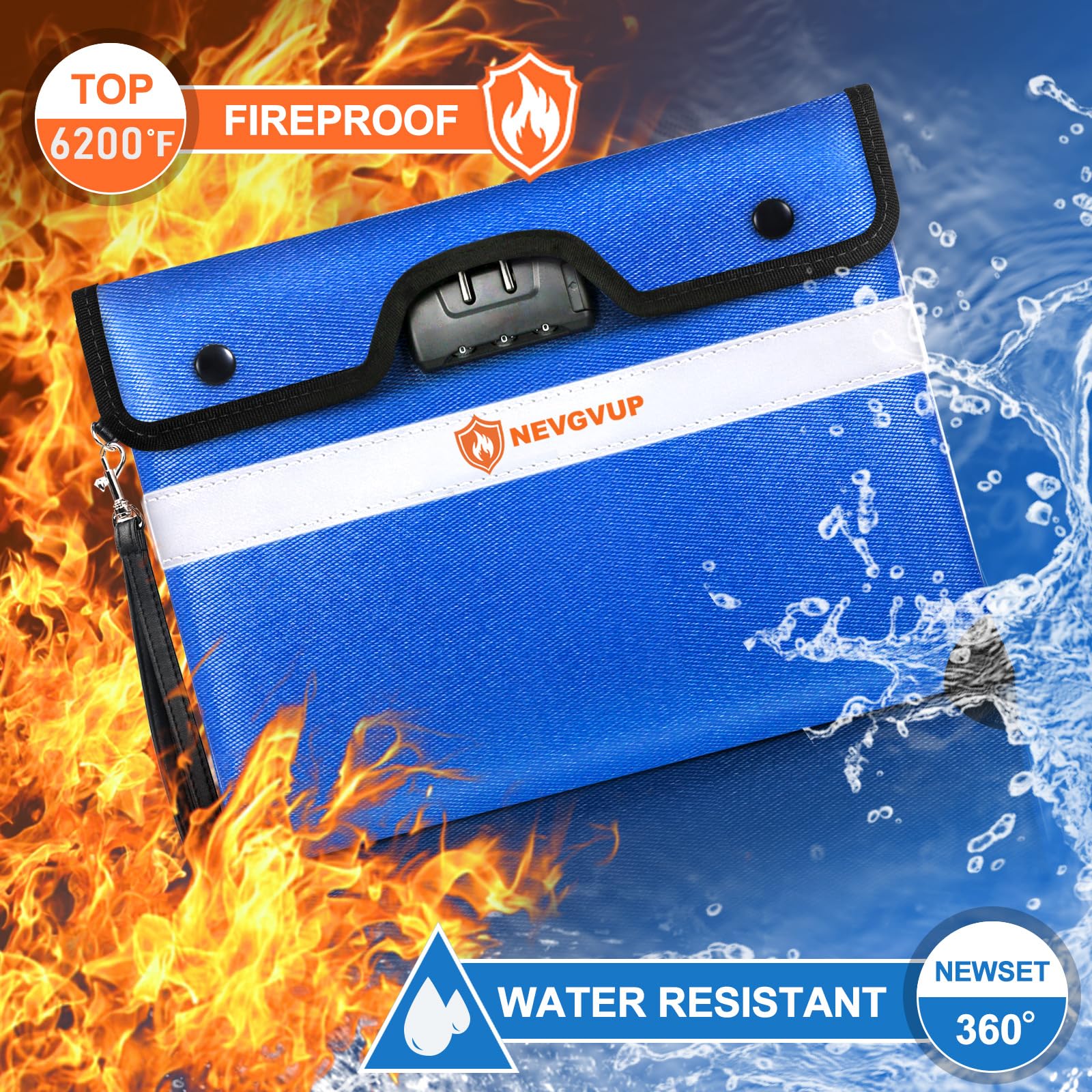 Fireproof Money Bag 4200°F - Heat Insulated, 9.8 x 6.5" Small Fireproof Document Bags with Waterproof Zipper, Fire proof Bag with Reflective Strip and Fireproofs Edeging, Fire Pouch Set for Valuables