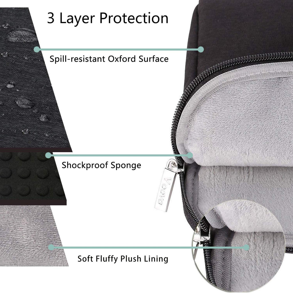 Voova Laptop Bag 13 14 Inch, Waterproof Computer Sleeve Carrying Case with Shoulder Straps & Handle Compatible with Macbook Air 13 M2/M3/M4, MacBook Pro 13/14, HP Dell Lenovo Chromebook 14, Black