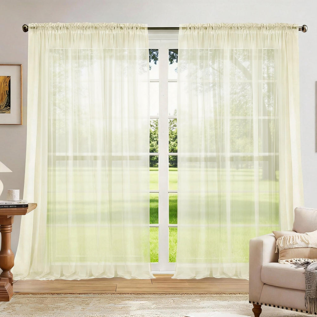 Dreaming Casa Solid Sheer Curtains 84 Inches Long Grey Rod Pocket Voile Draperies for Bedroom Living Room, 2 Panels, Each 42" W x 84" L