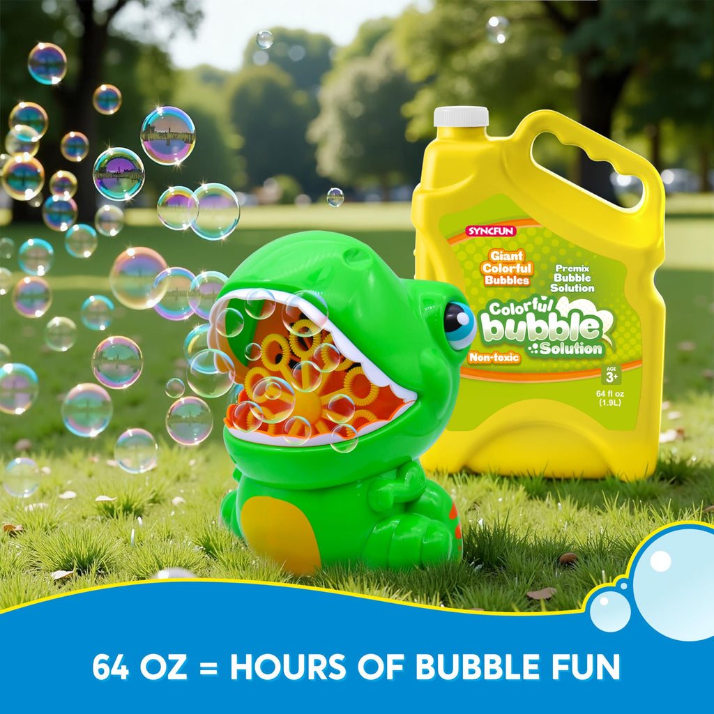 SYNCFUN 64 oz Premixed Bubble Solution, 1.9L Giant Pre-Mix Refill Solution for Bubble Machine, Bubbles for Kids, Wands, Blower, Easter, Outdoors Activity,No Mixing or Measuring
