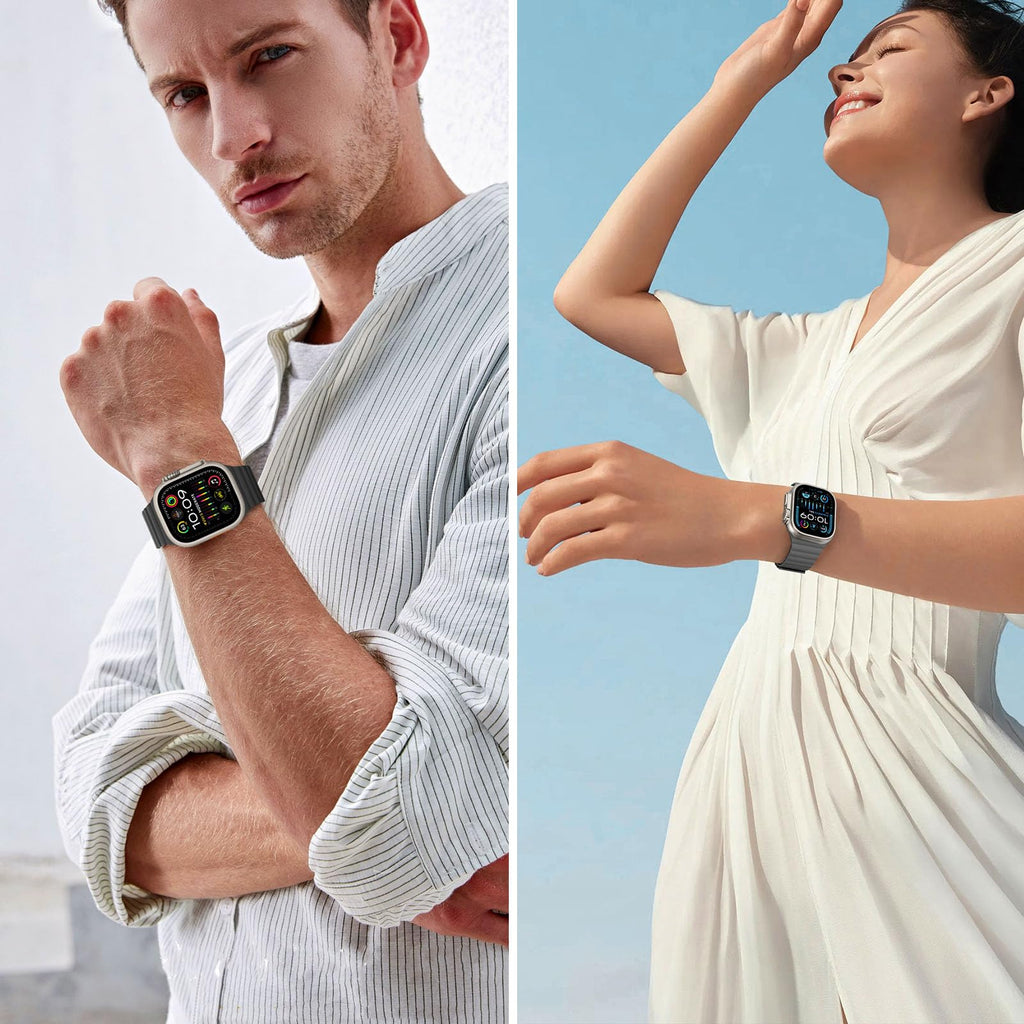 Bisikor Compatible with Apple Watch Band 49 46 45 44 42 41 40 38mm, Double Sided Wearable Silicone Magnetic Strap for iWatch Ultra SE Series 11 10 9 8 7 6 5 4 3 2 1 (38/40/41/42, Beige/Gray)