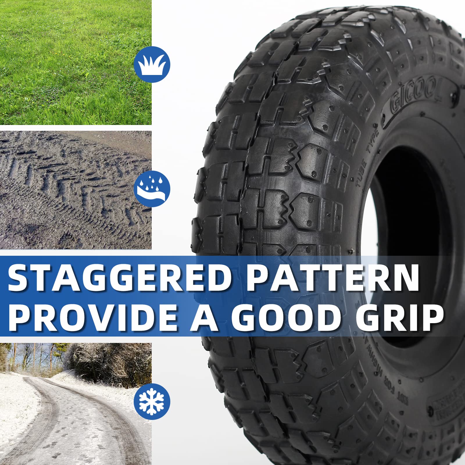 GICOOL 4.00-6 Replacement Tire and Inner Tube Set, 2 Pack, 13" Heavy Duty Tire and Wheel, TR-13 Straight Valve Stem, for wheelbarrow Trolley Dolly Garden Wagon Wheel Replacement