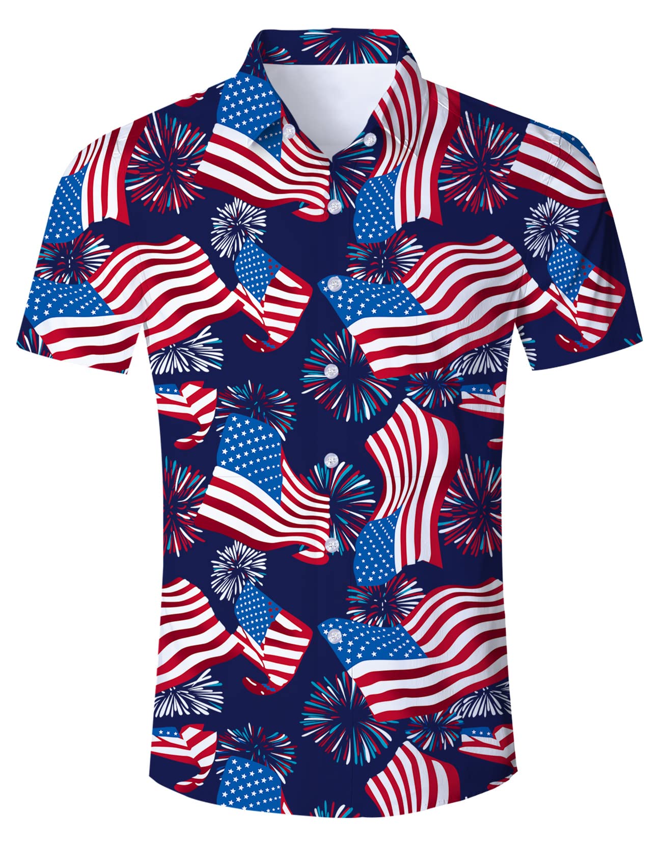 Fanient Mens Hawaiian Shirt Summer 3D Print Casual Short Sleeve Button Down Graphic Aloha Dress Shirts