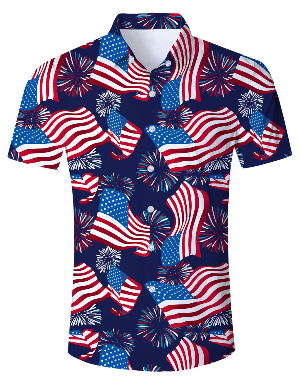 Fanient Mens Hawaiian Shirt Summer 3D Print Casual Short Sleeve Button Down Graphic Aloha Dress Shirts