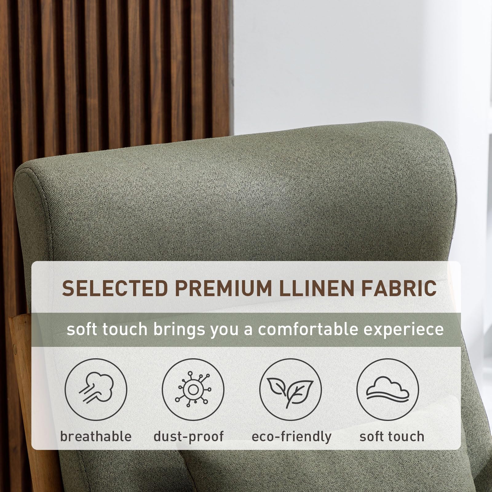 ANJ Mid Century Modern Accent Chair, Comfy Fabric Living Room Chairs with Solid Wood Frame, Lounge Reading Armchair, Easy Assembly, Beige