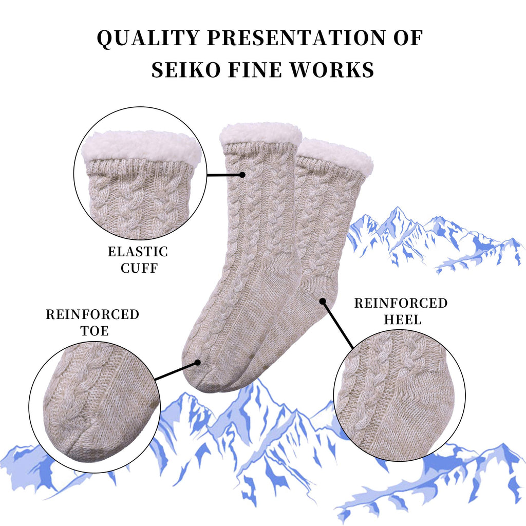 SDBING Women's Winter Super Soft Warm Cozy Fleece Lined Fuzzy Slipper Socks with Grippers