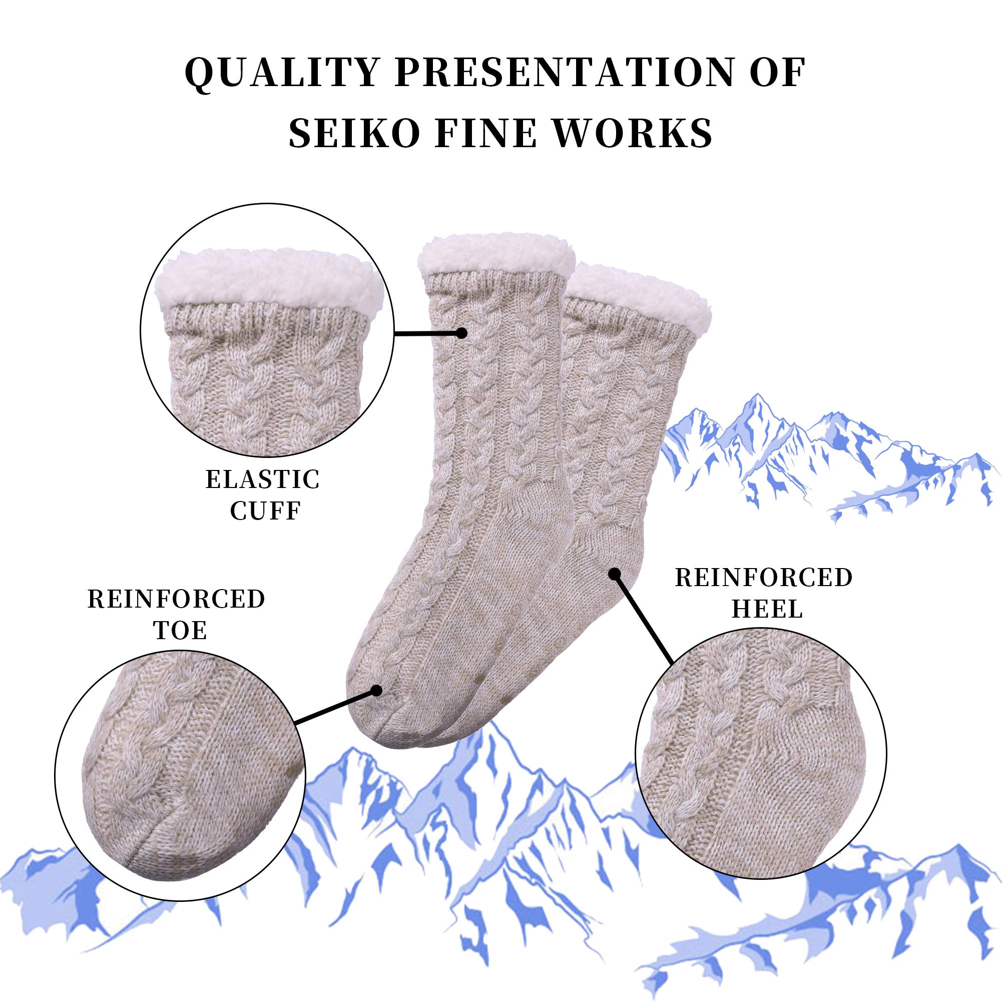 SDBING Women's Winter Super Soft Warm Cozy Fleece Lined Fuzzy Slipper Socks with Grippers
