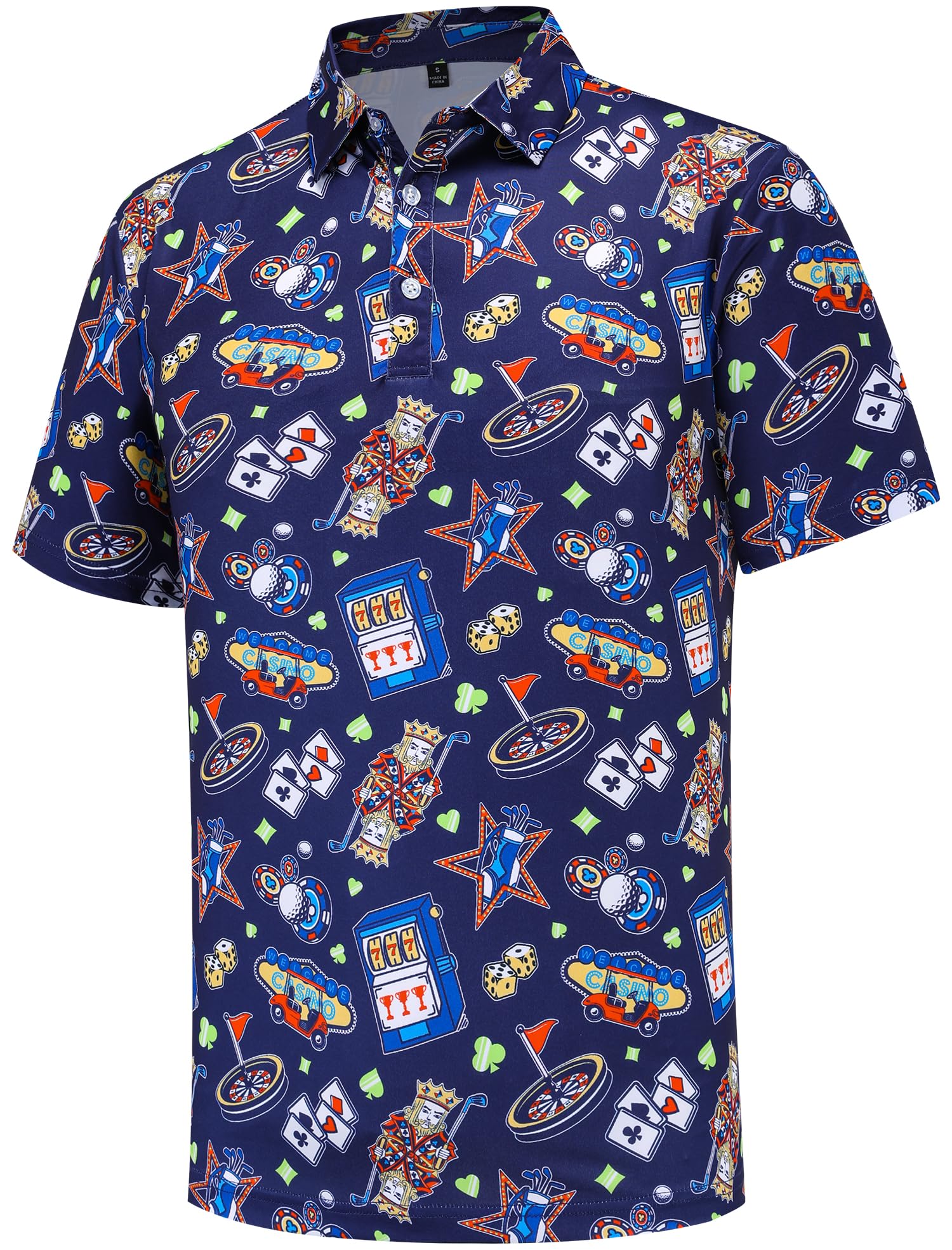 Men's Golf Polo Shirts Funny Golf Shirts for Men Performance Moisture Wicking Quick Dry Athletic Short Sleeve Shirts