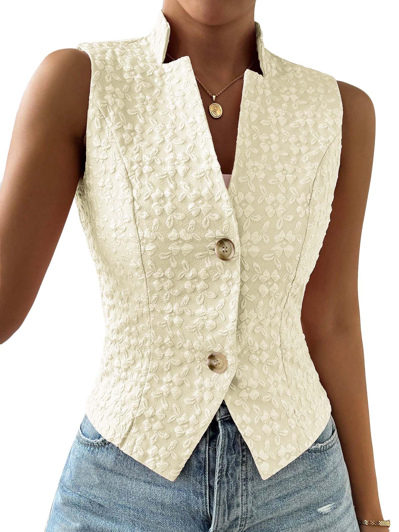 Mina Self Women's 2026 Summer Lightweight Knit Vest Top - Breathable Stretchy Floral Trendy Casual Work Office Slim Waistcoat