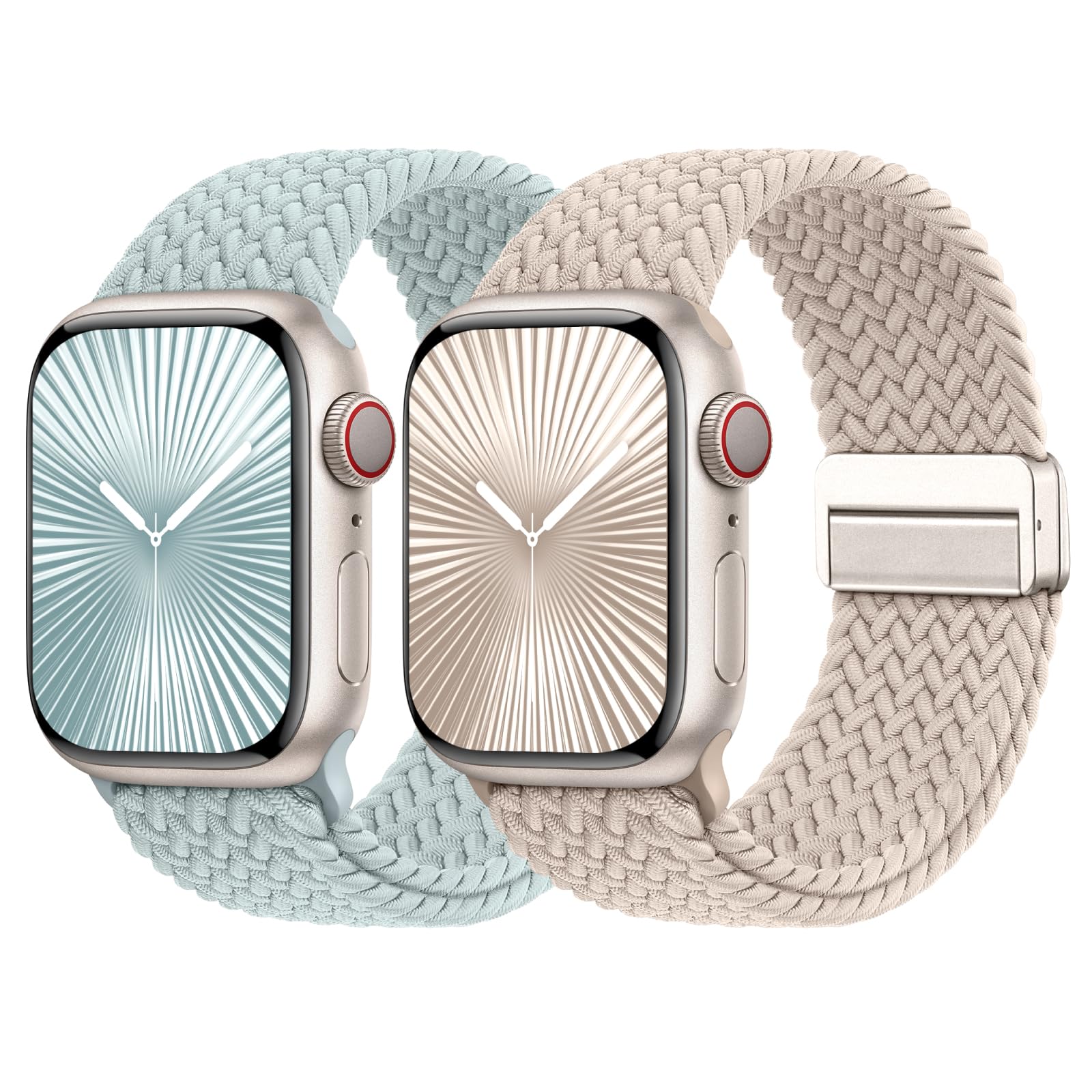 Braided Stretchy Bands with Magnetic Clasp Compatible for Apple Watch Band 38mm 40mm 41mm 42mm 44mm 45mm 46mm 49mm Women Men, Nylon Sport Solo Loop for iWatch Series 11 10 9 8 7 6 5 4 3 Ultra 3 2 1 SE