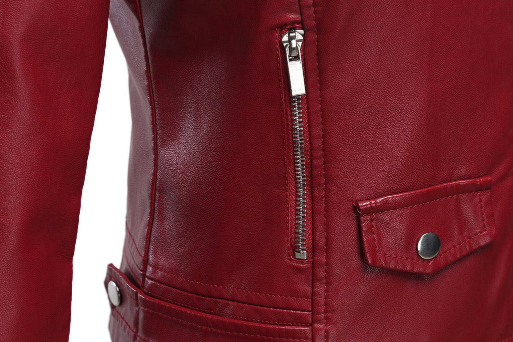 Tanming Women's Faux Leather Moto Biker Short Coat Jacket