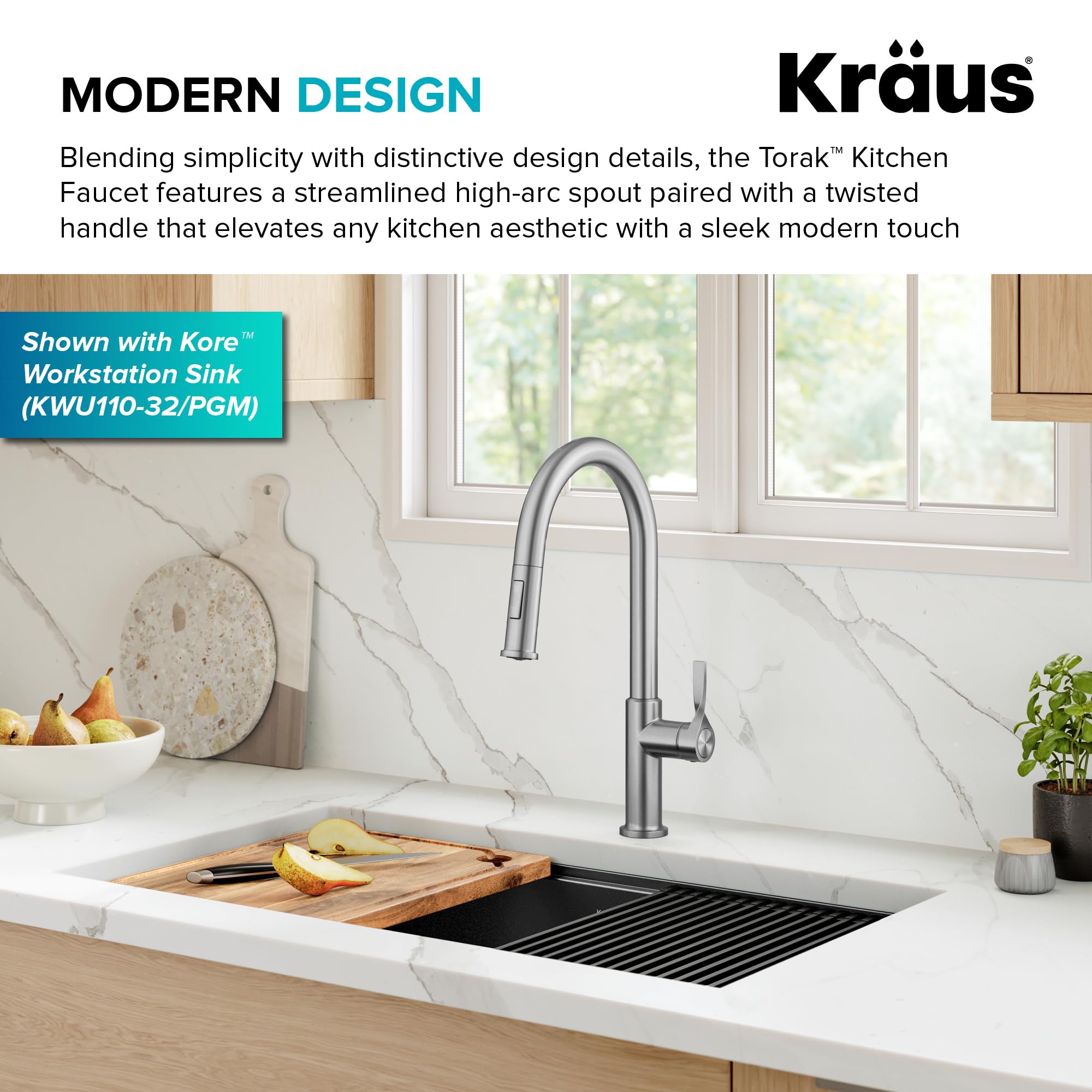 KRAUS Torak Pull Down Kitchen Faucet in Matte Black with Commercial Style Spring Spout, 2 Function Sprayer, Pre-Attached Water Lines, and Mounting Hardware, KPF-2635MB