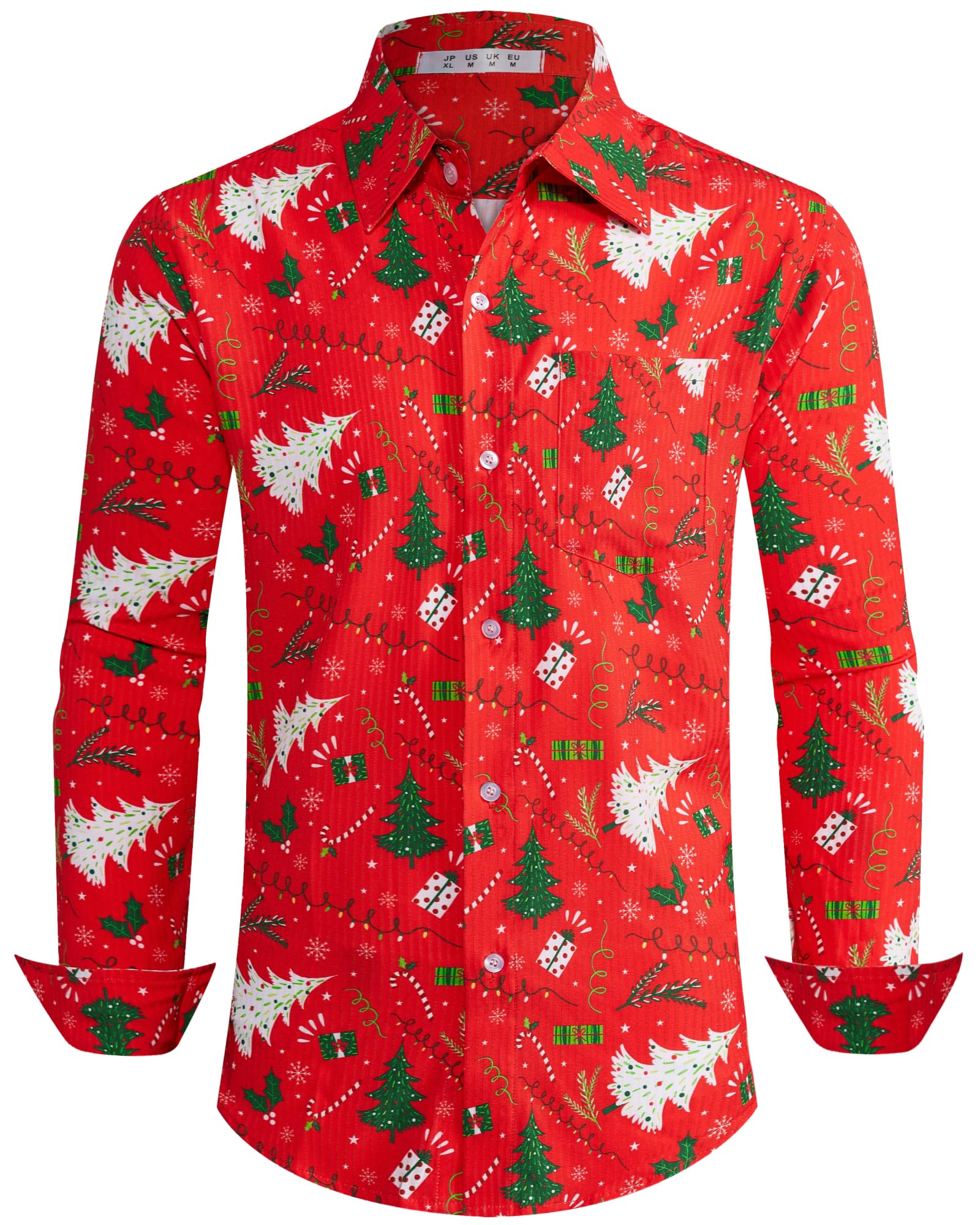 BOJIN Men's Dress Wrinkle-Free Floral Hawaiian Long Sleeve Flower Printed Casual Button Down Shirts with Pocket