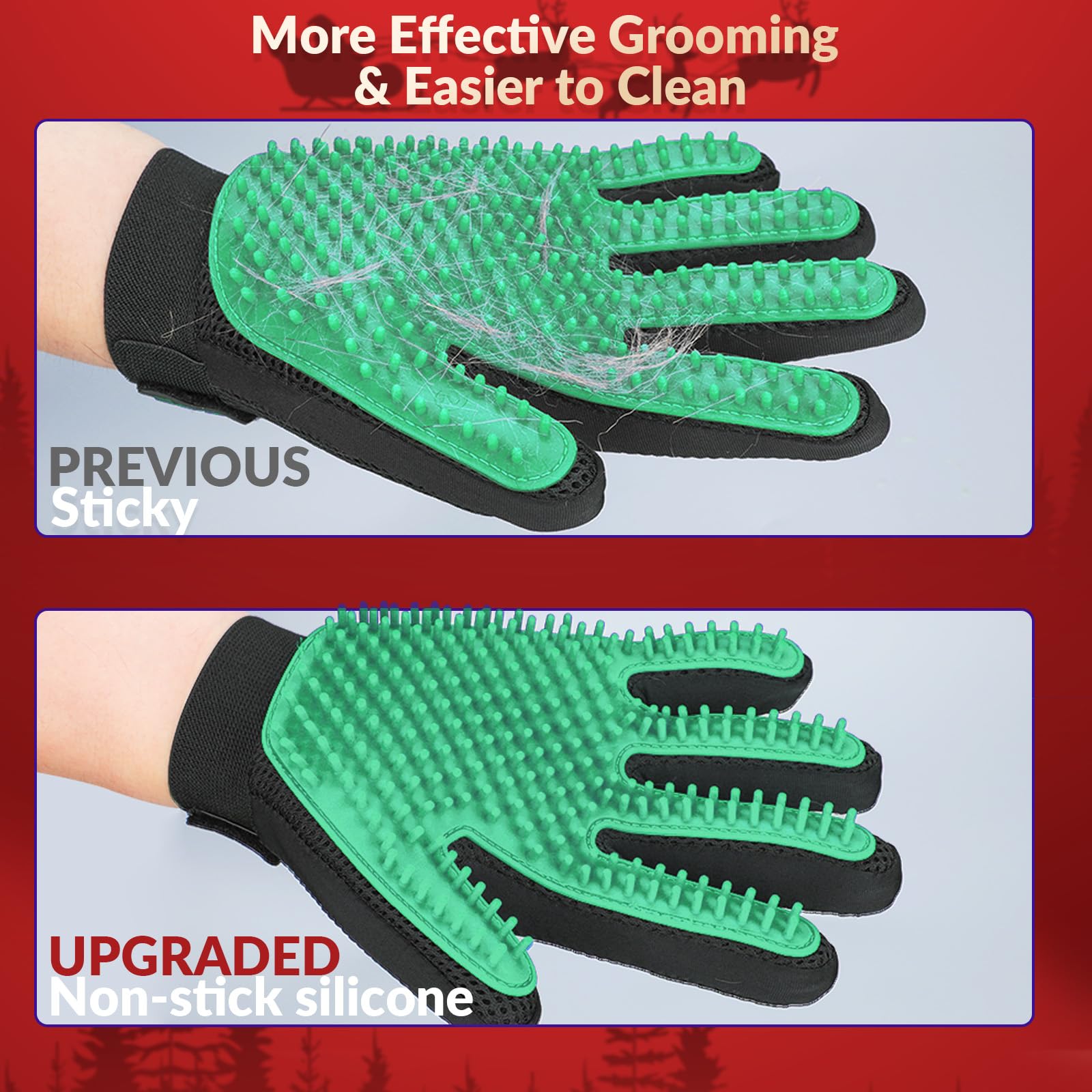 Upgrade Efficient Pet Hair Remover Gloves - Gentle Shedding Brushes for Dogs, Cats & Horses with Long and Short Hair - 1 Pair (Blue)