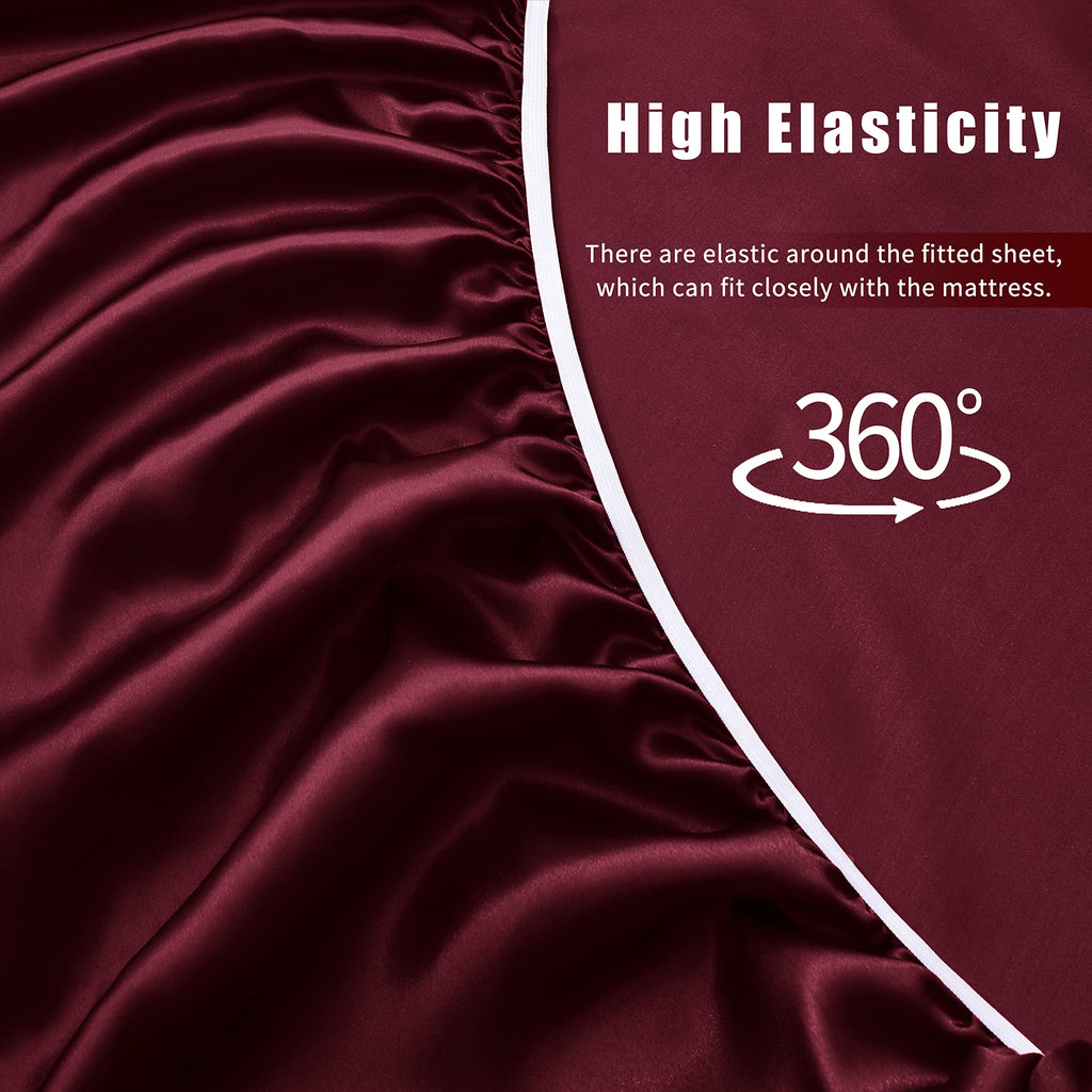 VACVELT 3pcs Beige Satin Sheets Twin Size Bed Set, 15 Inch Deep Pocket Silky Satin Sheet Set, Soft Satin Bedding Set Cooling & Luxury Bed Sheets, 1 Fitted Sheet + 1 Flat Sheet + 1 Pillowcase