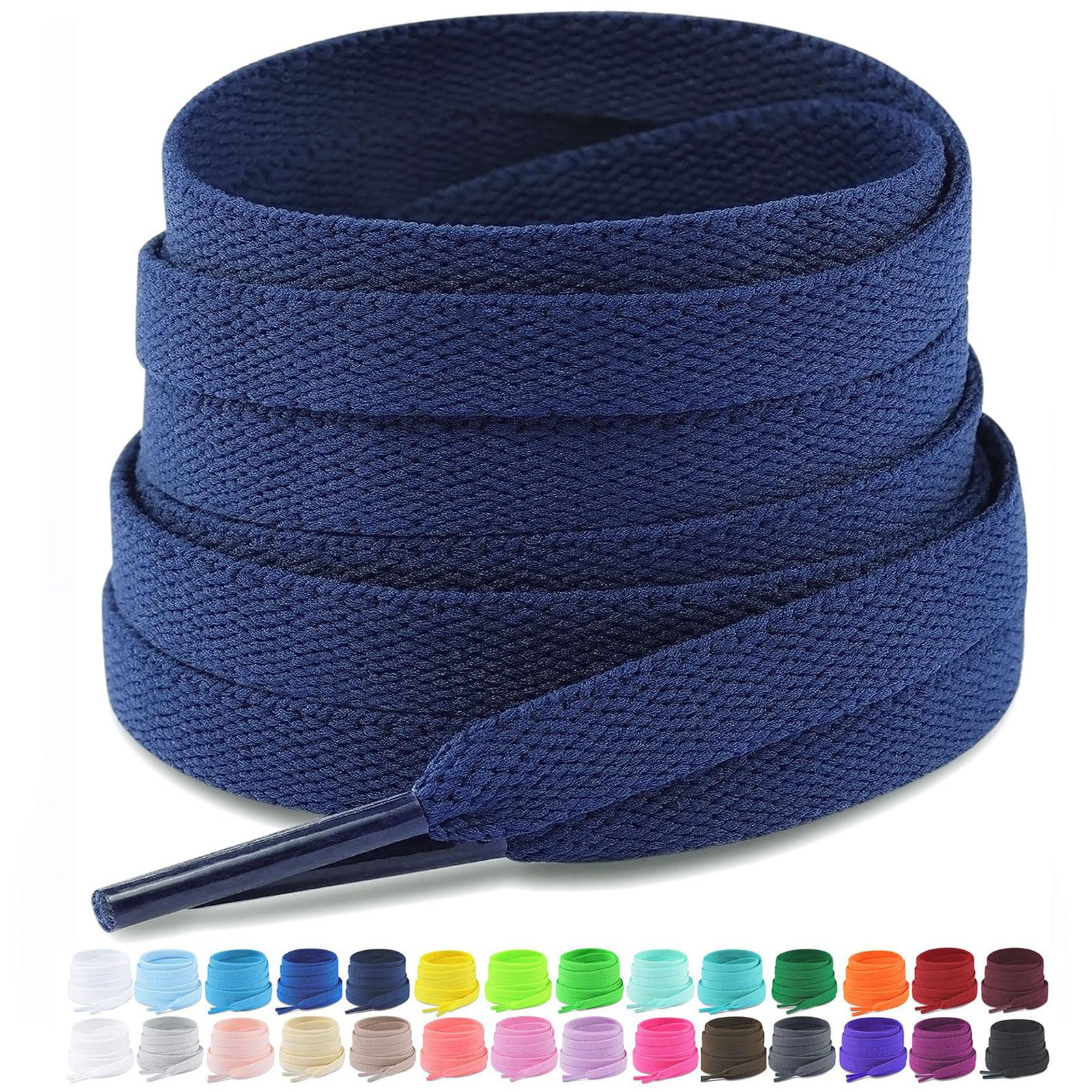 Upgrade Tight Weave Flat Shoelaces 28 Colors 5/16" Wide Shoe Laces for Sneakers - 2Pairs