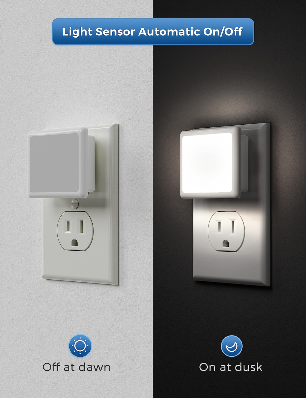L LOHAS LED Night Light,Night Lights Plug into Wall, [6-Pack] Plug in Night Light, Dusk-to-Dawn Sensor, 3000K Soft White 0.3W Bright Nightlight Auto-On/Off for Adults Kids Bedroom Bathroom Hallway