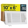 EZ-FLO 8 x 4 Inch Three-Way Ventilation Steel Sidewall/Ceiling Register, Steel Duct Opening, 61658